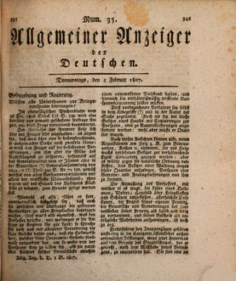 Allgemeiner Anzeiger der Deutschen Donnerstag 5. Februar 1807