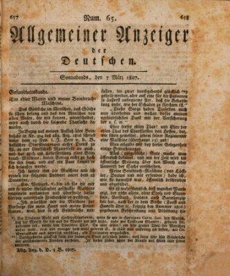 Allgemeiner Anzeiger der Deutschen Samstag 7. März 1807
