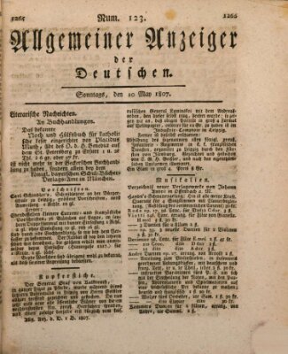 Allgemeiner Anzeiger der Deutschen Sonntag 10. Mai 1807