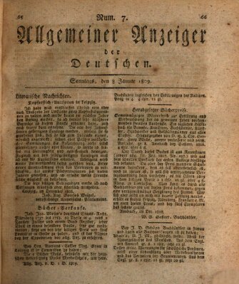 Allgemeiner Anzeiger der Deutschen Sonntag 8. Januar 1809