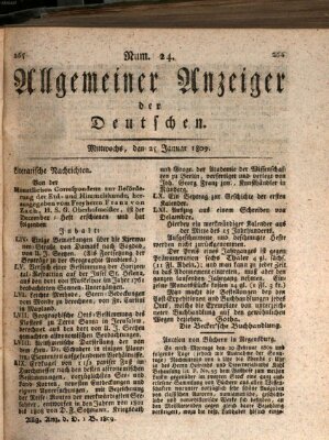 Allgemeiner Anzeiger der Deutschen Mittwoch 25. Januar 1809