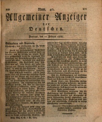 Allgemeiner Anzeiger der Deutschen Freitag 10. Februar 1809