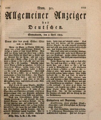 Allgemeiner Anzeiger der Deutschen Samstag 8. April 1809