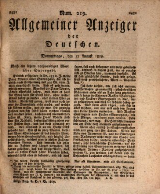 Allgemeiner Anzeiger der Deutschen Donnerstag 17. August 1809