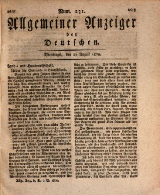 Allgemeiner Anzeiger der Deutschen Dienstag 29. August 1809