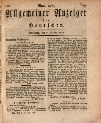 Allgemeiner Anzeiger der Deutschen Sonntag 15. Oktober 1809