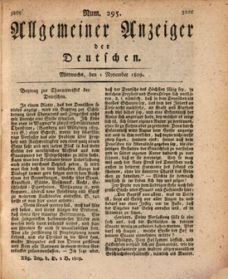 Allgemeiner Anzeiger der Deutschen Mittwoch 1. November 1809