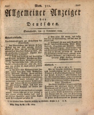 Allgemeiner Anzeiger der Deutschen Samstag 18. November 1809
