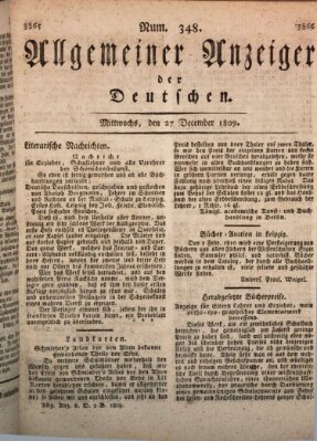 Allgemeiner Anzeiger der Deutschen Mittwoch 27. Dezember 1809