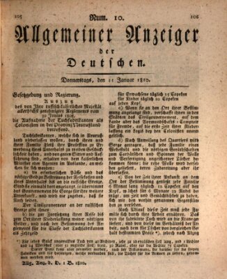 Allgemeiner Anzeiger der Deutschen Donnerstag 11. Januar 1810