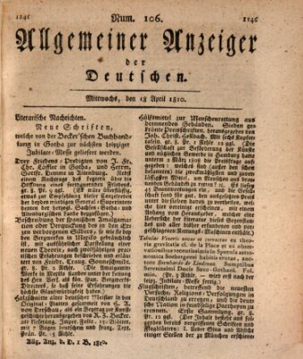 Allgemeiner Anzeiger der Deutschen Mittwoch 18. April 1810