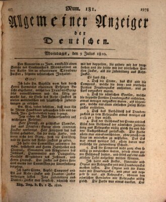 Allgemeiner Anzeiger der Deutschen Montag 9. Juli 1810