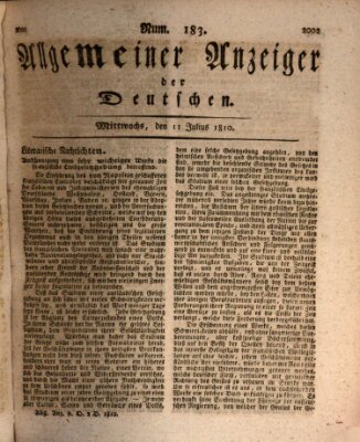 Allgemeiner Anzeiger der Deutschen Mittwoch 11. Juli 1810