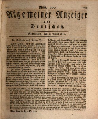 Allgemeiner Anzeiger der Deutschen Samstag 28. Juli 1810