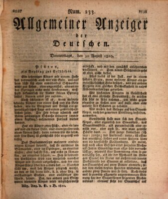 Allgemeiner Anzeiger der Deutschen Donnerstag 30. August 1810