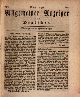 Allgemeiner Anzeiger der Deutschen Dienstag 25. September 1810