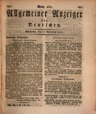 Allgemeiner Anzeiger der Deutschen Mittwoch 26. September 1810