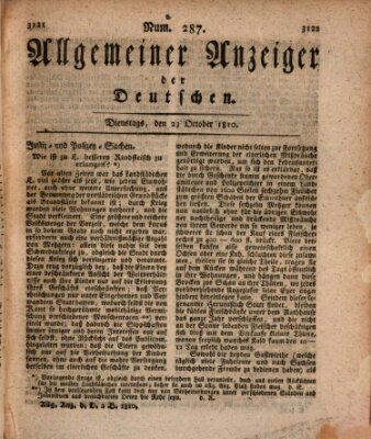 Allgemeiner Anzeiger der Deutschen Dienstag 23. Oktober 1810