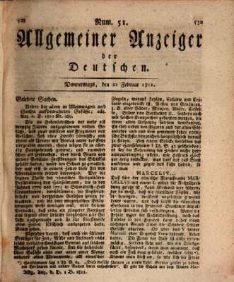 Allgemeiner Anzeiger der Deutschen Donnerstag 21. Februar 1811