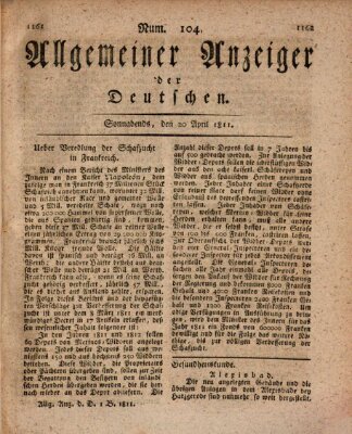 Allgemeiner Anzeiger der Deutschen Samstag 20. April 1811