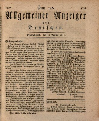 Allgemeiner Anzeiger der Deutschen Samstag 15. Juni 1811