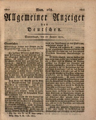 Allgemeiner Anzeiger der Deutschen Donnerstag 27. Juni 1811