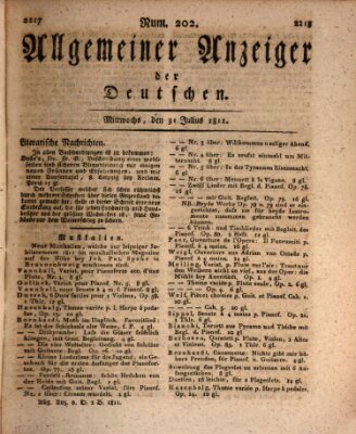 Allgemeiner Anzeiger der Deutschen Mittwoch 31. Juli 1811