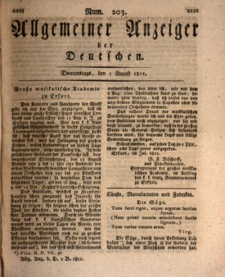 Allgemeiner Anzeiger der Deutschen Donnerstag 1. August 1811