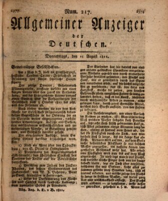 Allgemeiner Anzeiger der Deutschen Donnerstag 15. August 1811