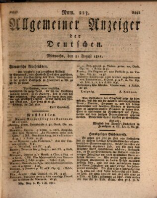 Allgemeiner Anzeiger der Deutschen Mittwoch 21. August 1811