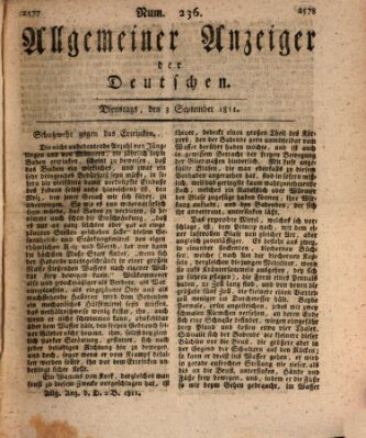 Allgemeiner Anzeiger der Deutschen Dienstag 3. September 1811