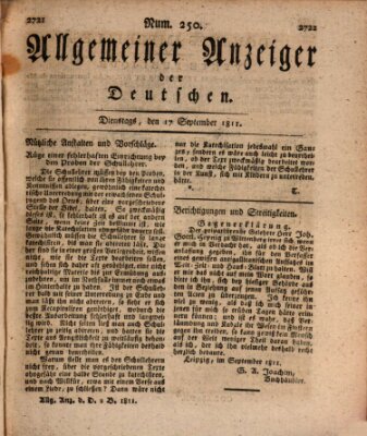 Allgemeiner Anzeiger der Deutschen Dienstag 17. September 1811