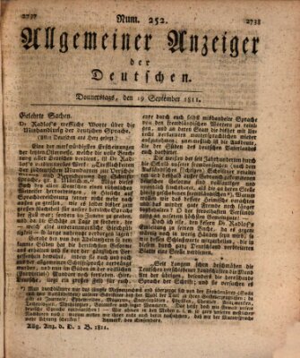 Allgemeiner Anzeiger der Deutschen Donnerstag 19. September 1811