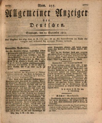 Allgemeiner Anzeiger der Deutschen Sonntag 22. September 1811