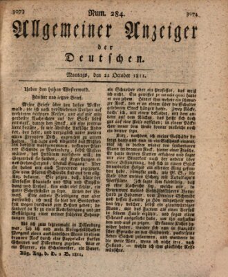 Allgemeiner Anzeiger der Deutschen Montag 21. Oktober 1811