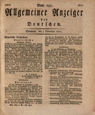 Allgemeiner Anzeiger der Deutschen Sonntag 3. November 1811