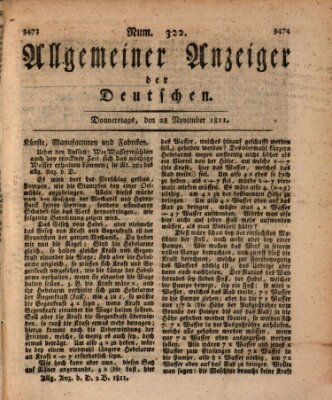 Allgemeiner Anzeiger der Deutschen Donnerstag 28. November 1811