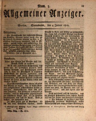 Allgemeiner Anzeiger der Deutschen Samstag 4. Januar 1812