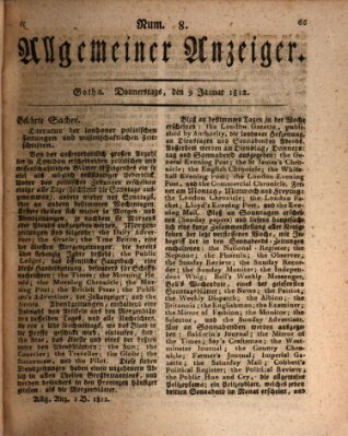 Allgemeiner Anzeiger der Deutschen Donnerstag 9. Januar 1812