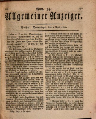 Allgemeiner Anzeiger der Deutschen Donnerstag 9. April 1812