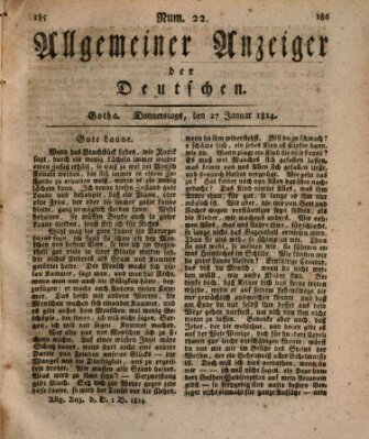 Allgemeiner Anzeiger der Deutschen Donnerstag 27. Januar 1814