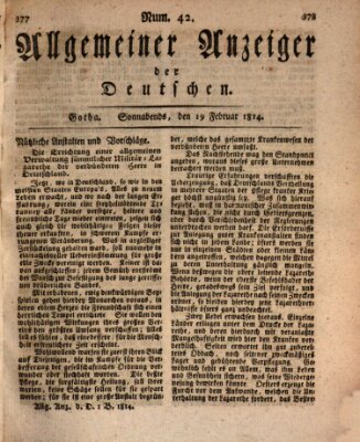 Allgemeiner Anzeiger der Deutschen Samstag 19. Februar 1814
