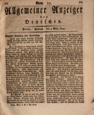 Allgemeiner Anzeiger der Deutschen Freitag 4. März 1814