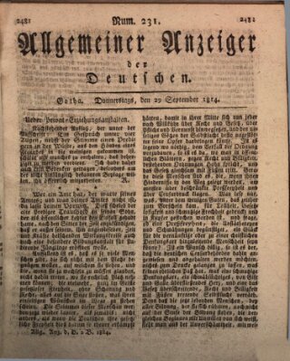 Allgemeiner Anzeiger der Deutschen Donnerstag 29. September 1814