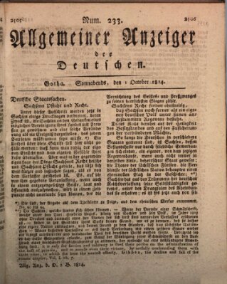 Allgemeiner Anzeiger der Deutschen Samstag 1. Oktober 1814