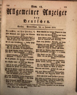 Allgemeiner Anzeiger der Deutschen Donnerstag 19. Januar 1815