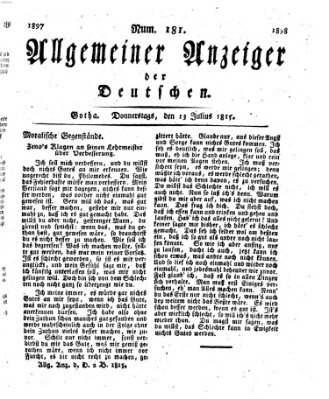Allgemeiner Anzeiger der Deutschen Donnerstag 13. Juli 1815