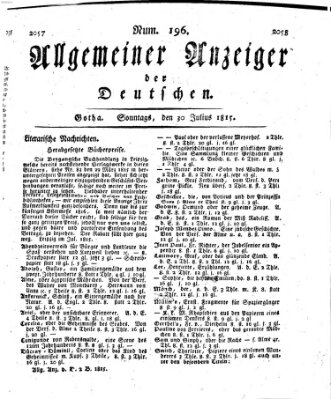 Allgemeiner Anzeiger der Deutschen Sonntag 30. Juli 1815