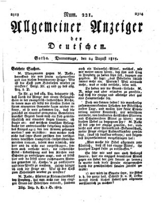 Allgemeiner Anzeiger der Deutschen Donnerstag 24. August 1815
