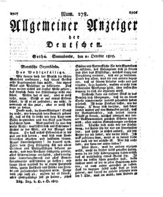 Allgemeiner Anzeiger der Deutschen Samstag 21. Oktober 1815